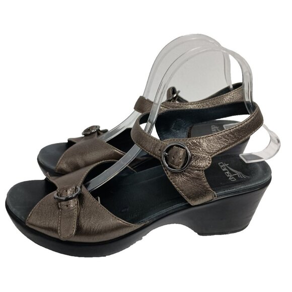 Dansko Womens Susie Wedge Sandals Size 41 Pewter Open Toe BOHO Comfort Shoes - Picture 1 of 11